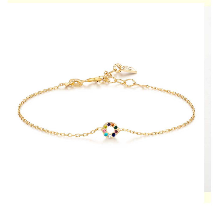 18Ct Gold Plated Silver Bracelet, 5Mm Multicolored Circle