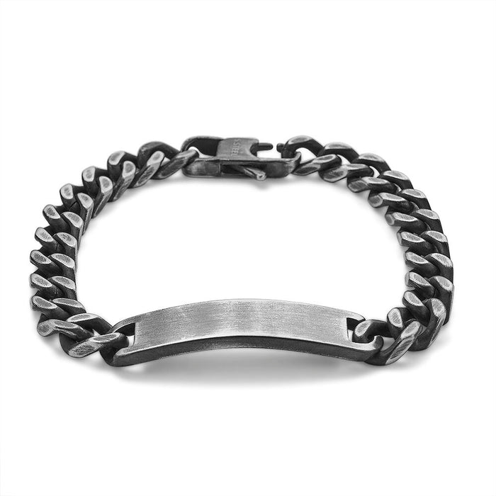 Stainless Steel Bracelet, Gourmet, Central Rectangular Motif