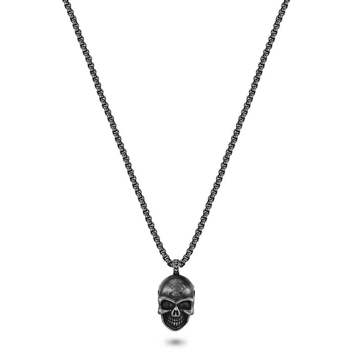 Stainless Steel Necklace, Skull, Grey
