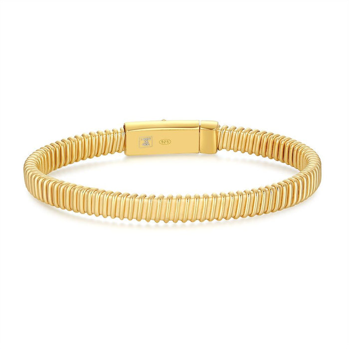 18Ct Gold Plated Silver Bracelet, Striped