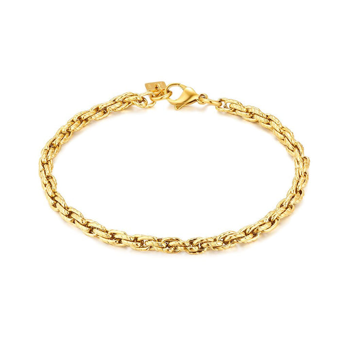 Gold Coloured Stainless Steel Bracelet, Braided Link Chain, 4.5 Mm