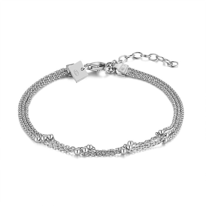 Silver Bracelet, 3 Chains, Small Balls