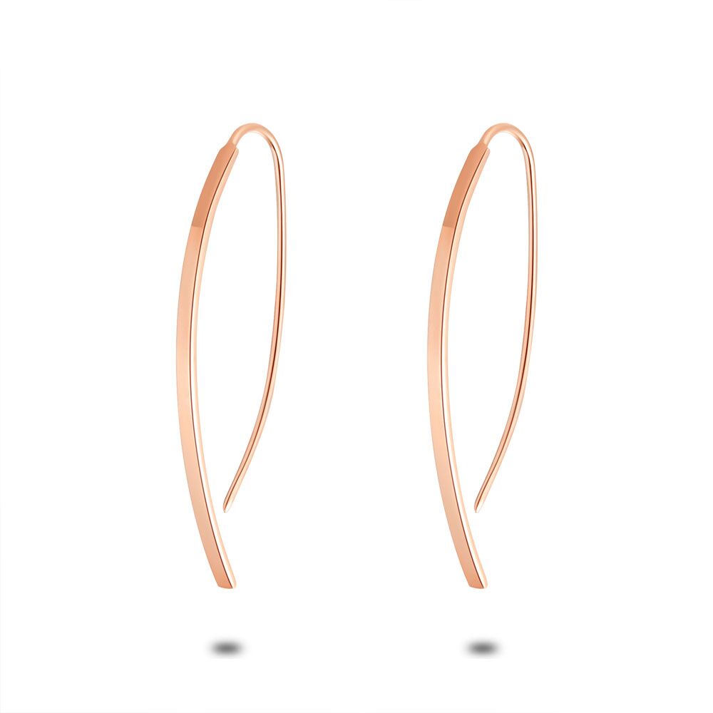 Rosé Silver Earrings, Long Hook