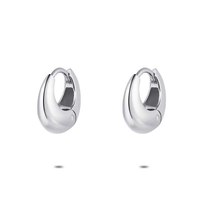 Silver Hoop Earrings, 14 Mm