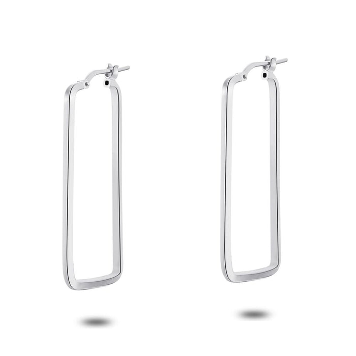 Silver Earrings, Rectangle, 37 Mm