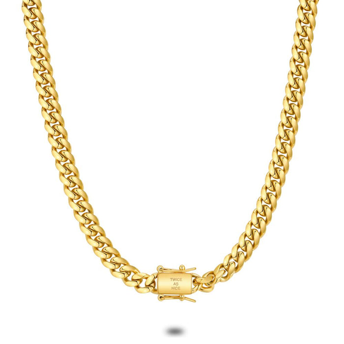 Gold Coloured Stainless Steel Necklace, Gourmet Chain, 8 Mm