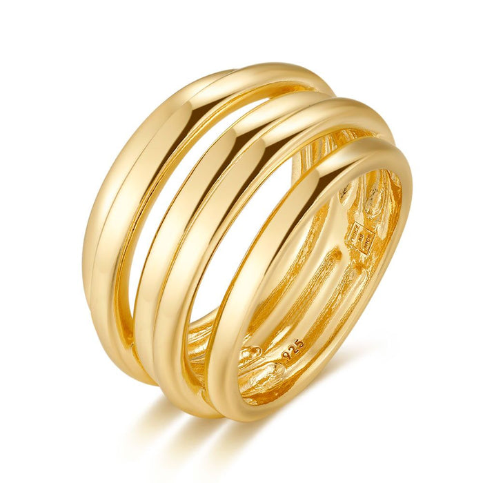 18Ct Gold Plated Silver Ring, 5 Rows
