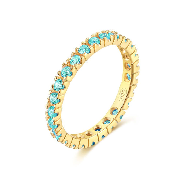 18Ct Gold Plated Silver Ring, Light Blue Zironia