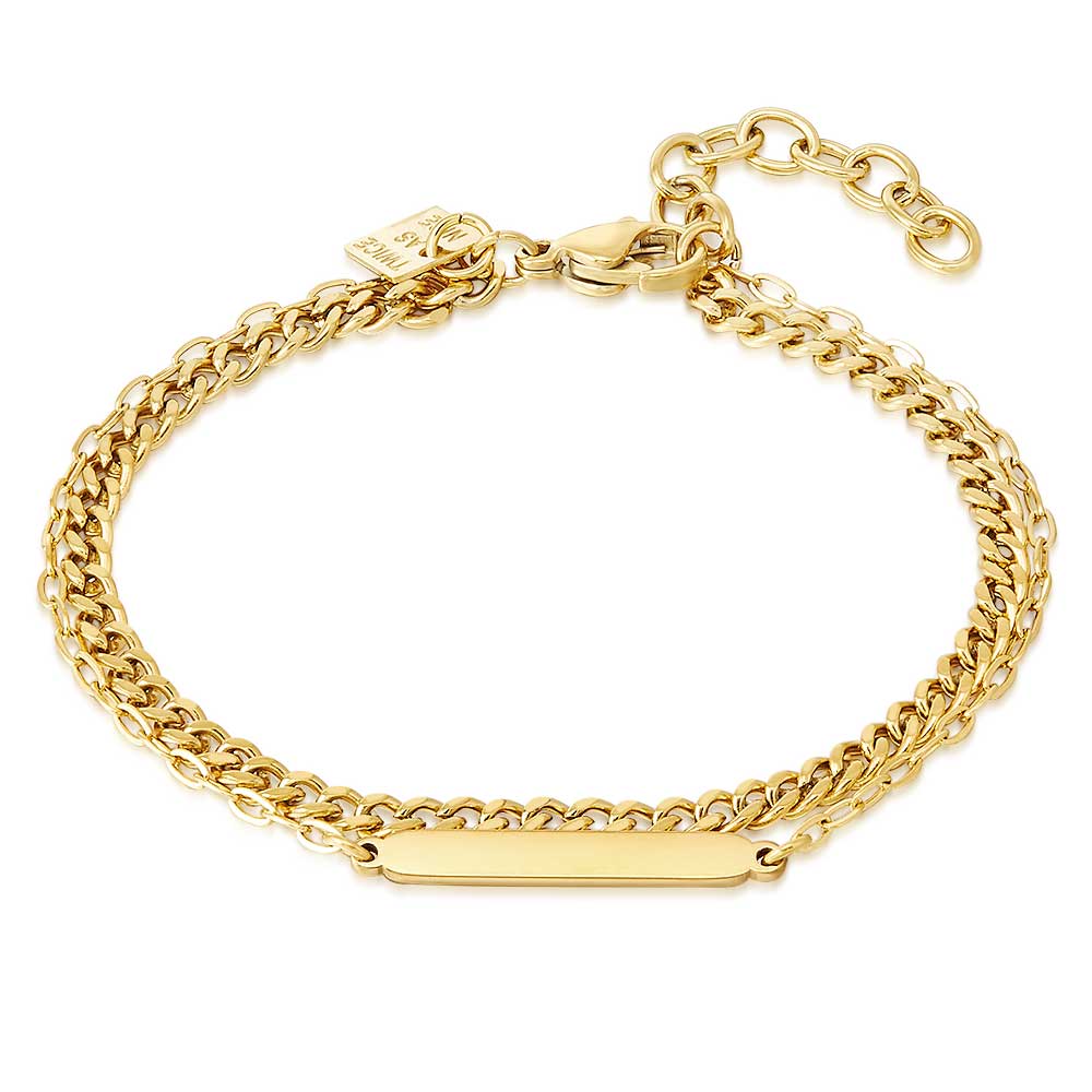 Gold Coloured Stainless Steel Bracelet, Gourmet And Oval Links