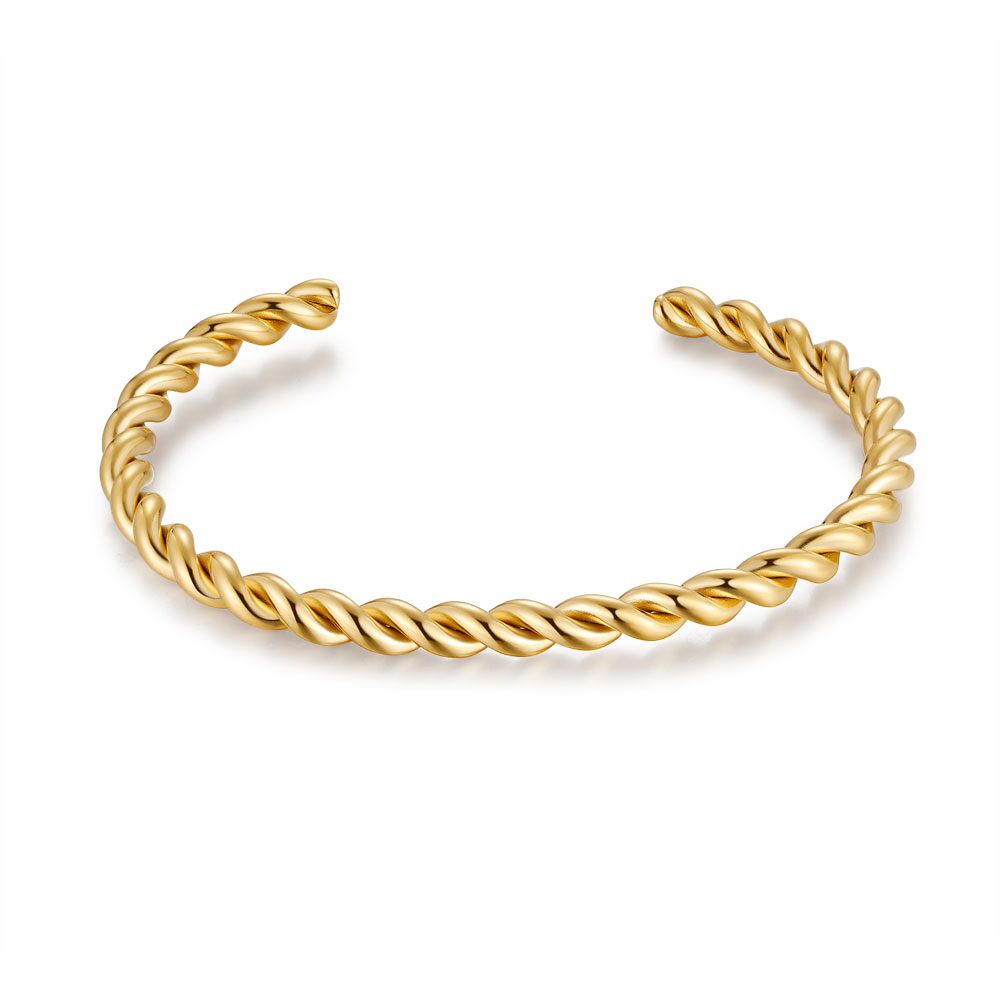 Gold Coloured Stainless Steel Bracelet, Twisted Bangle