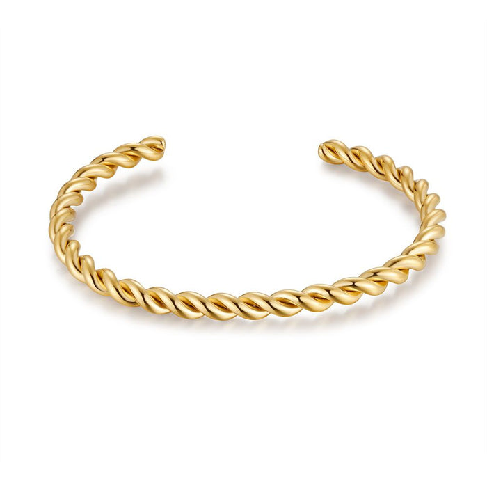 Gold Coloured Stainless Steel Bracelet, Twisted Bangle