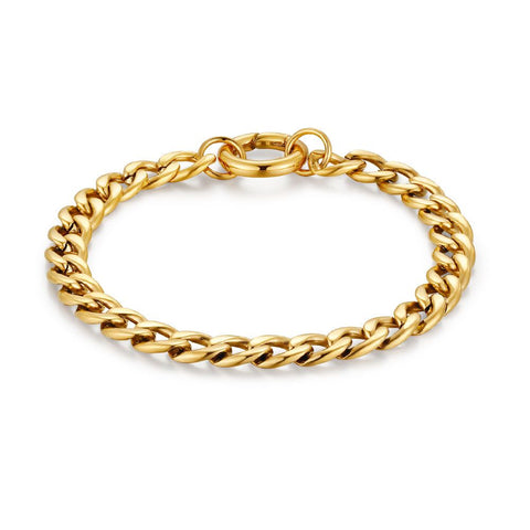 Gold Coloured Stainless Steel Bracelet, Gourmet 7 Mm, Circle