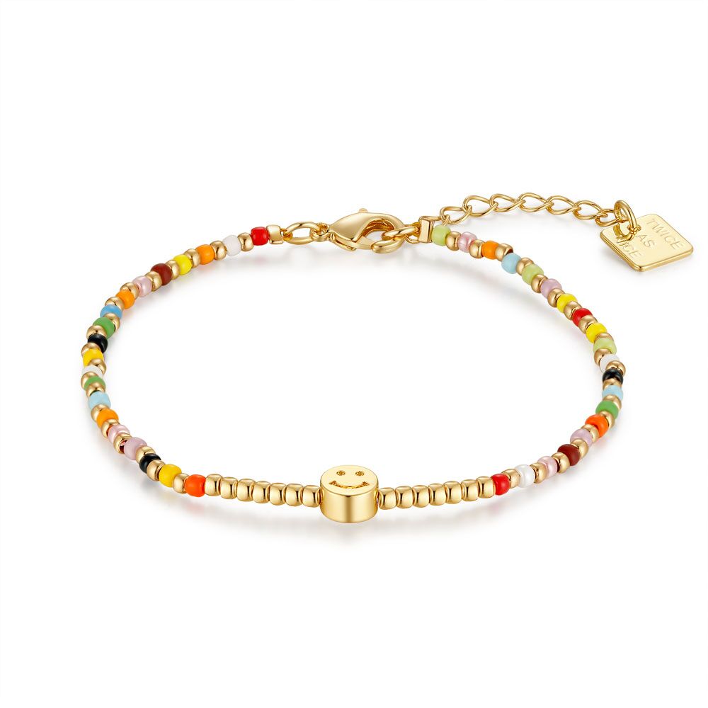 High Fashion Bracelet, Multi-Coloured Beads, Smiley