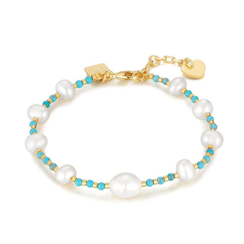 High Fashion Bracelet, Turquoise, 9 Pearls