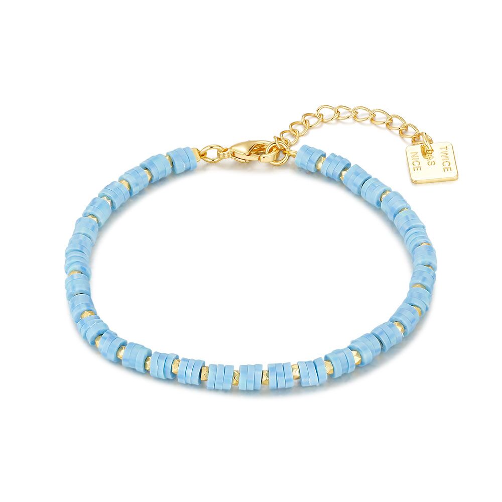 High Fashion Bracelet, Lightblue Fimo Beads