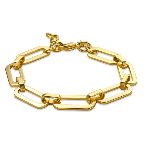 Gold-Colored Stainless Steel Bracelet With Oval Links