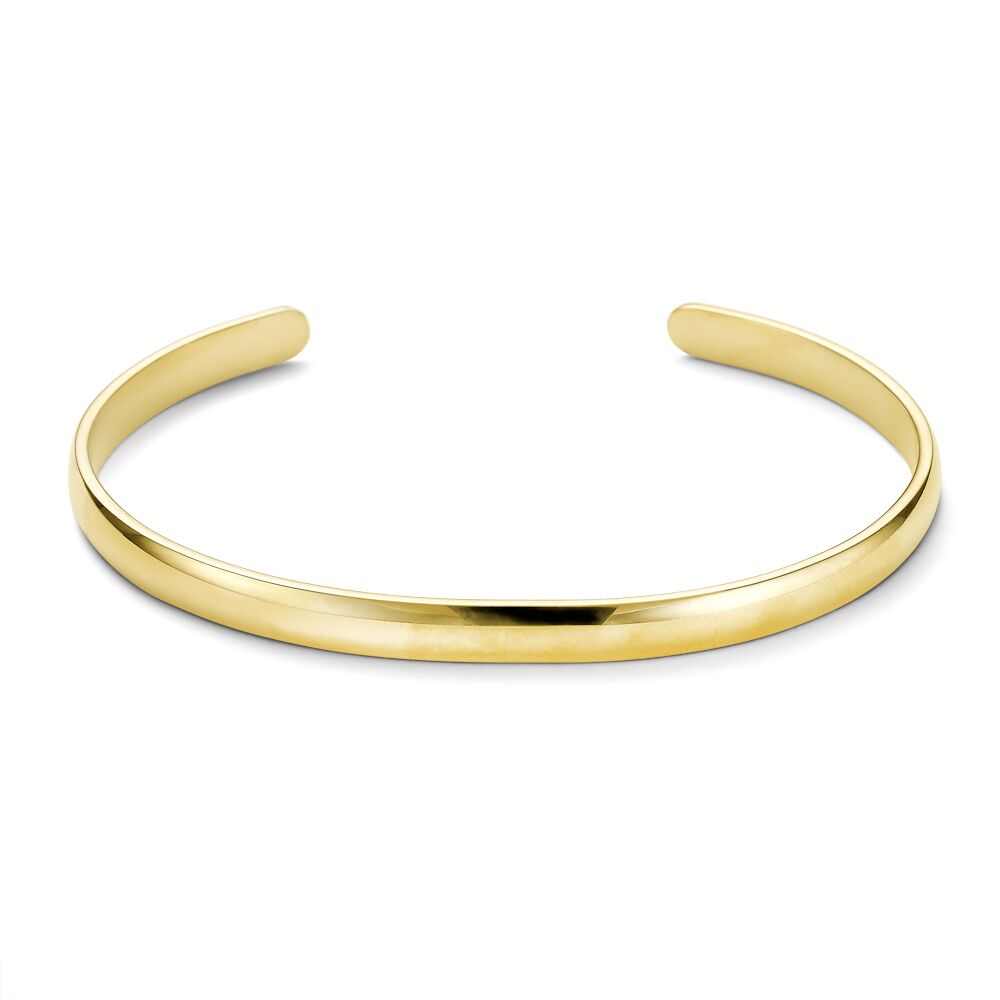Gold-Coloured Stainless Steel Bracelet, Open Bangle 5 Mm