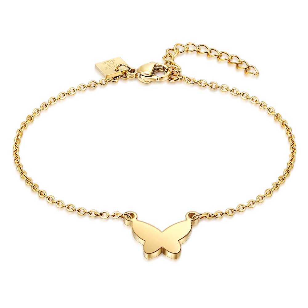 Gold Coloured Stainless Steel Bracelet, Butterfly