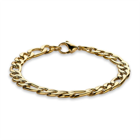 Gold-Coloured Stainless Steel Bracelet, Figaro Chain