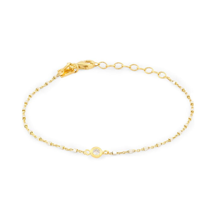 18Ct Gold Plated Silver Bracelet, Cube-Chain, Zirconia