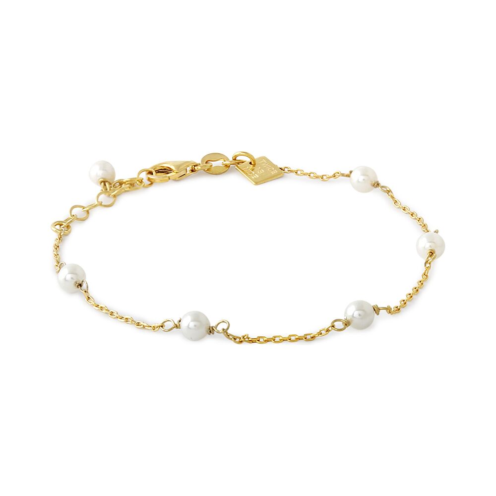 18Ct Gold Plated Silver Bracelet, 6 Pearls