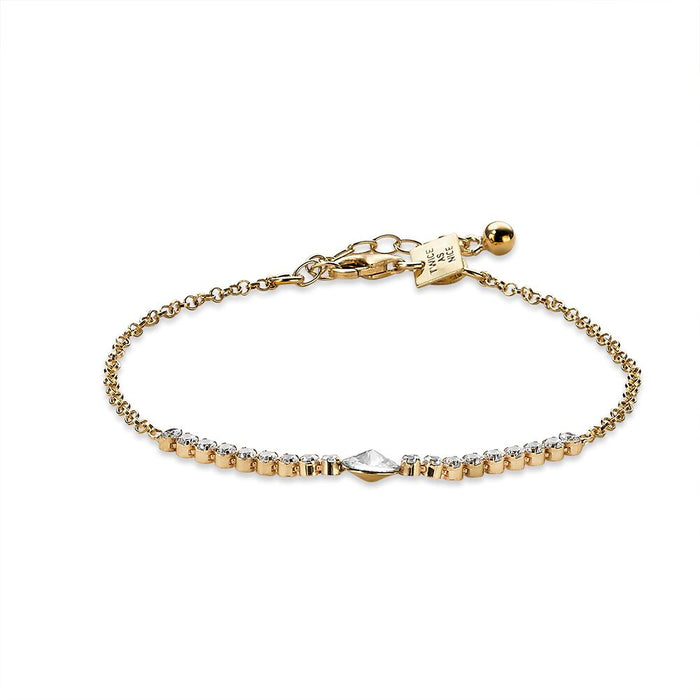 18Ct Gold Plated Silver Bracelet, 1 Crystal, 9 Zirconia