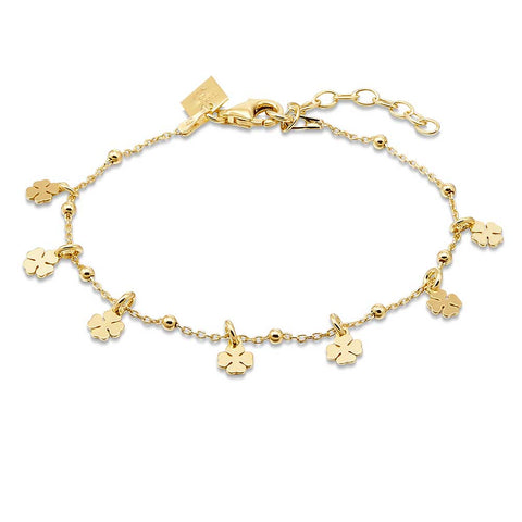 18Ct Gold Plated Silver Bracelet, 7 Clovers