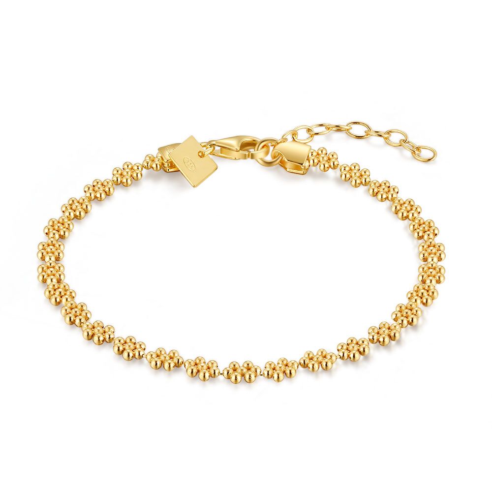 18Ct Gold Plated Silver Bracelet, Small Flowers