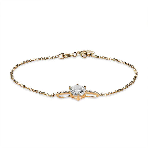 18Ct Gold Plated Silver Bracelet, Bar In Zirconia