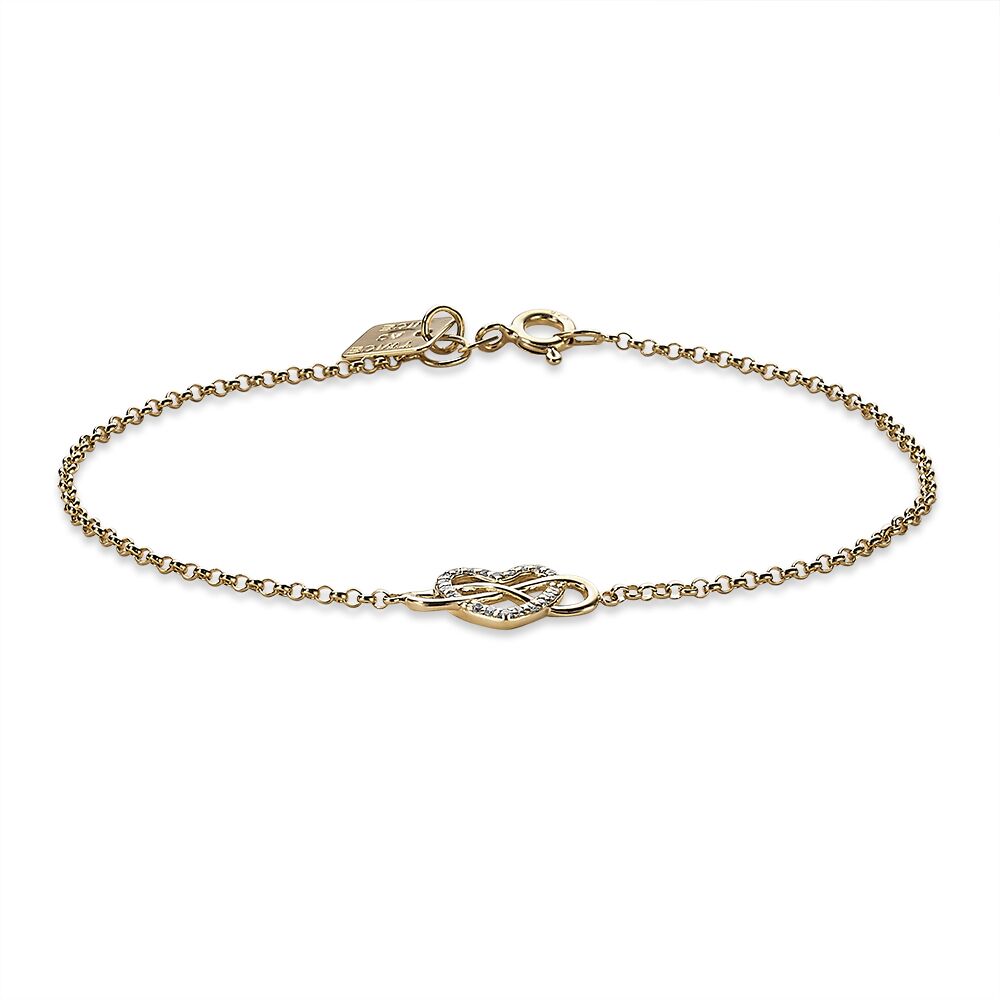 18Ct Gold Plated Silver Bracelet, Heart, Infinity, Zirconia