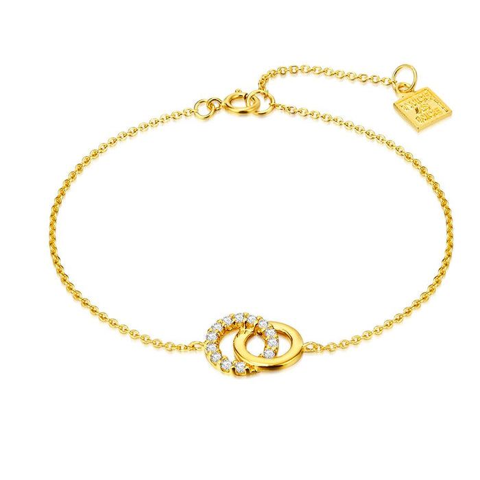 18Ct Gold Plated Silver Bracelet, 2 Intertwined Circles