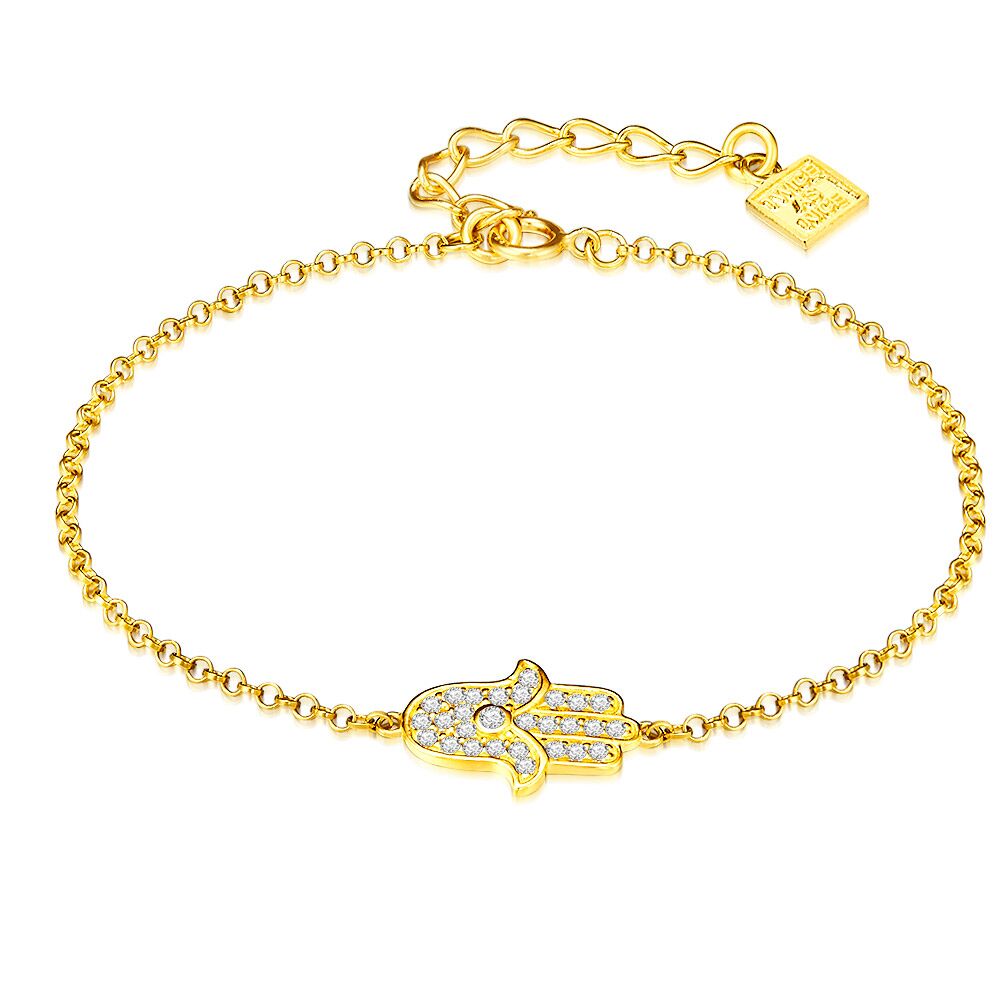 18Ct Gold Plated Silver Bracelet, Fatima Hand