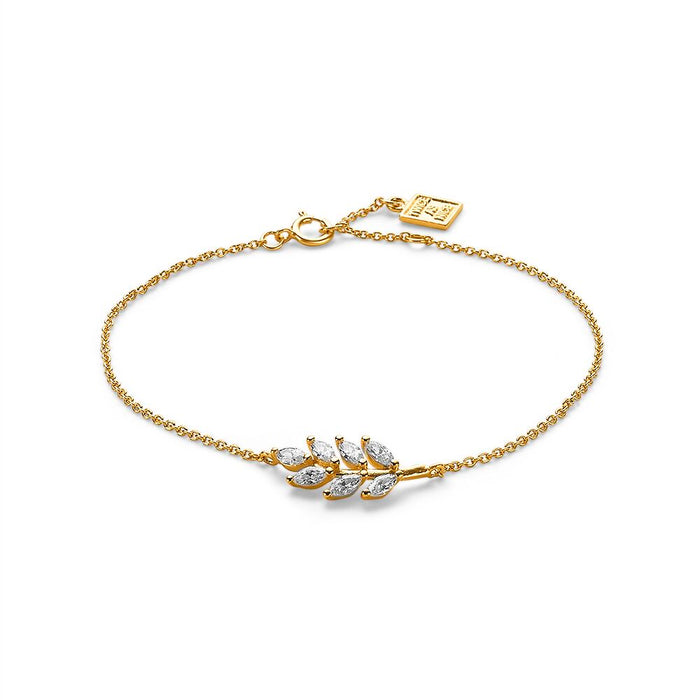 18Ct Gold Plated Bracelet, Branch In Zirconia