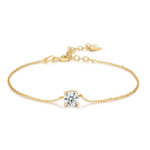 18Ct Gold Plated Silver Bracelet, Zirconia 6 Mm