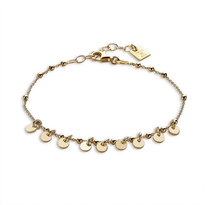 18Ct Gold Plated Bracelet, Ball Chain With Rounds