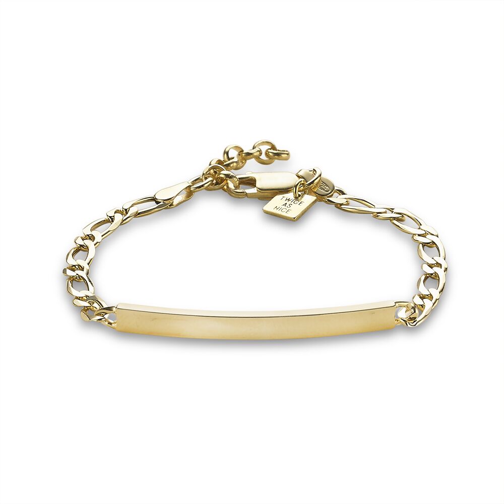 18Ct Gold Plated Silver Bracelet, Name Plate, 4 Mm