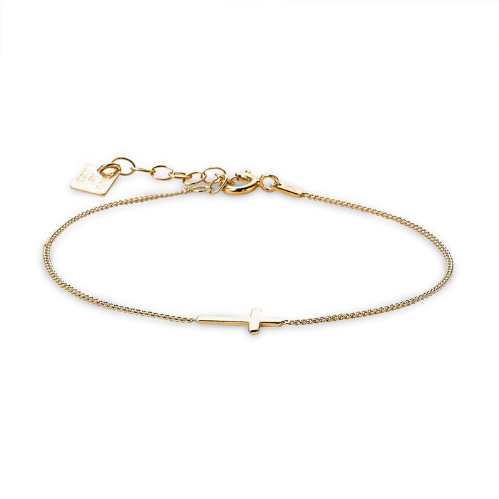 18Ct Gold Plated Silver Bracelet, Small Cross