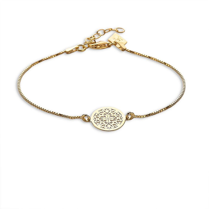 18Ct Gold Plated Bracelet, Round With Motif