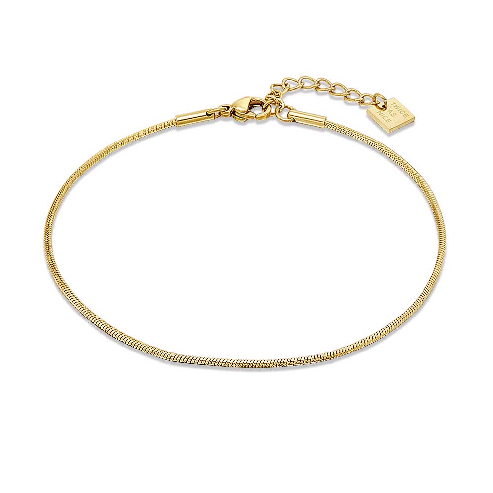 Gold Coloured Stainless Steel Bracelet, Snake Chain 1,2 Mm