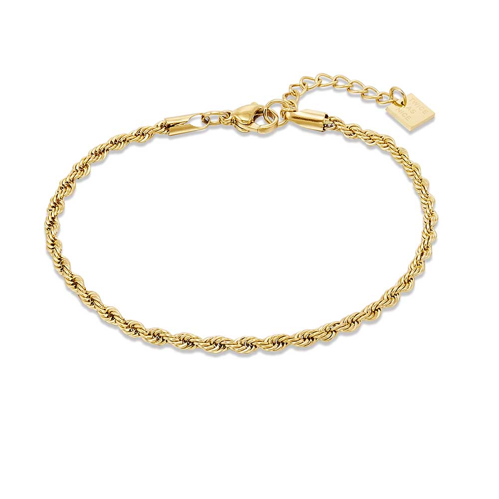 Gold Coloured Stainless Steel Bracelet, Twisted Chain, 2,3 Mm