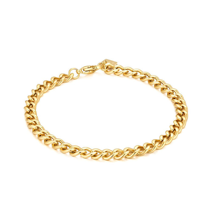 Gold Coloured Stainless Steel Bracelet, Gourmet 5 Mm