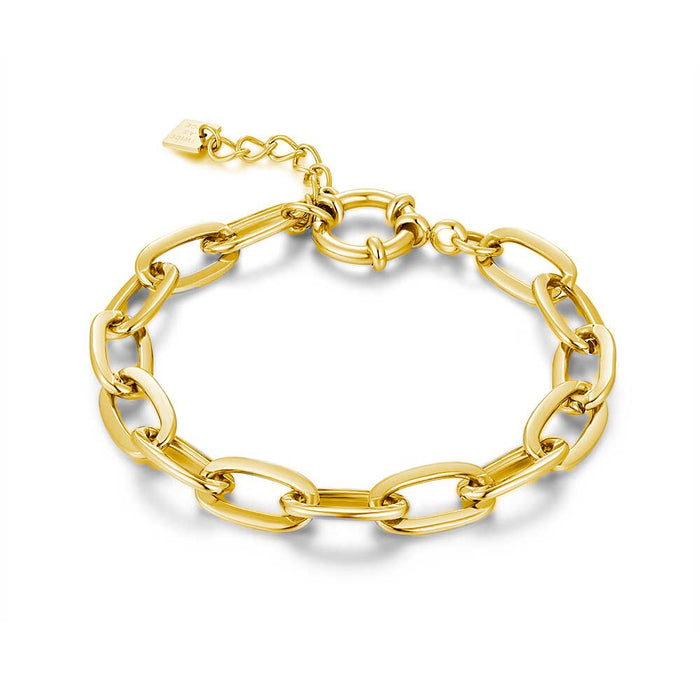 Gold Coloured Stainless Steel Bracelet, Oval Links 8 Mm