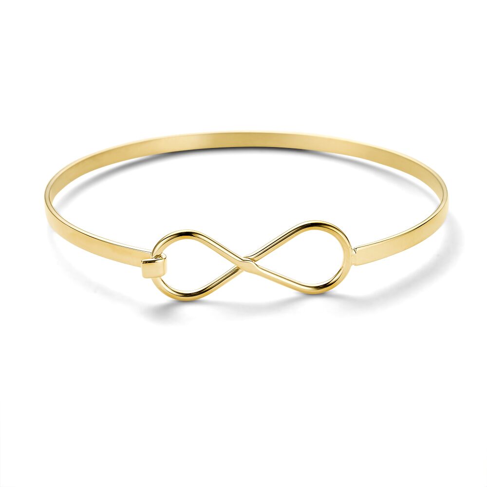 Gold-Coloured Stainless Steel Bracelet, Bangle Infinity