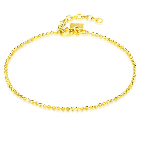 18Ct Gold Plated Silver Bracelet, Dots On Chain, 1.5 Mm