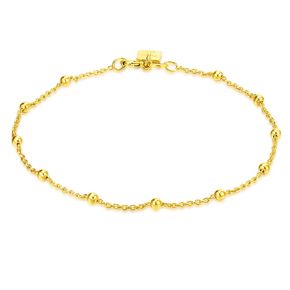 18Ct Gold Plated Silver Bracelet, Dots On Chain