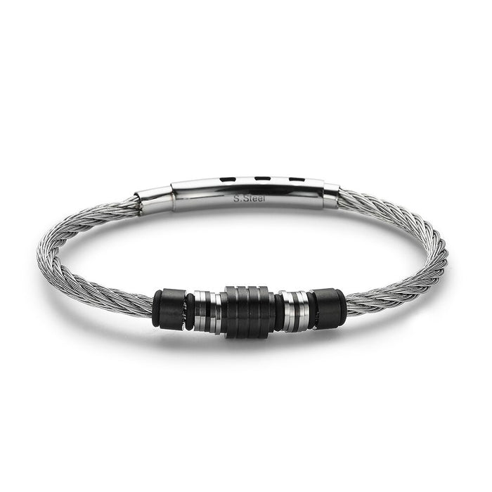 Black And Silver Stainless Steel Bracelet