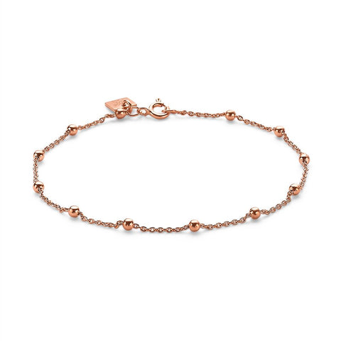 Rosé Silver Bracelet, 12 Smal Balls On Forcat Chain