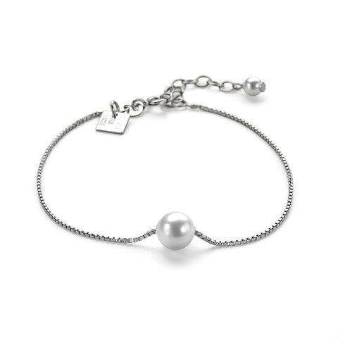 Silver Bracelet, Pearl On Venitian Chain