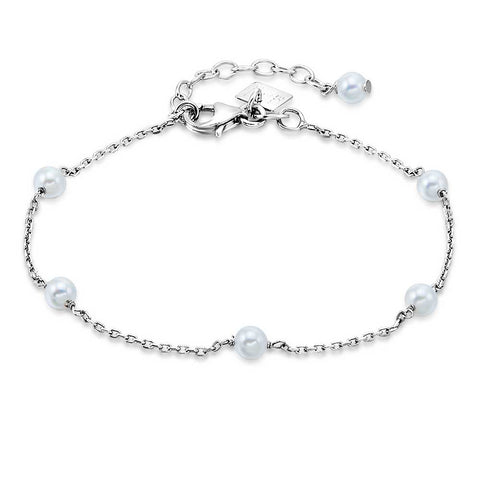 Silver Bracelet, 6 Pearls, 4 Mm