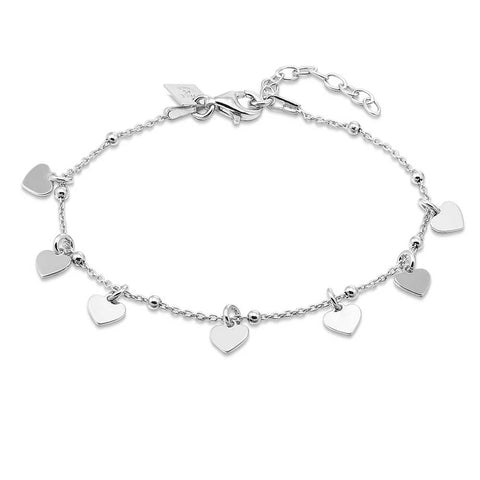 Silver Bracelet, 7 Tiny Hearts